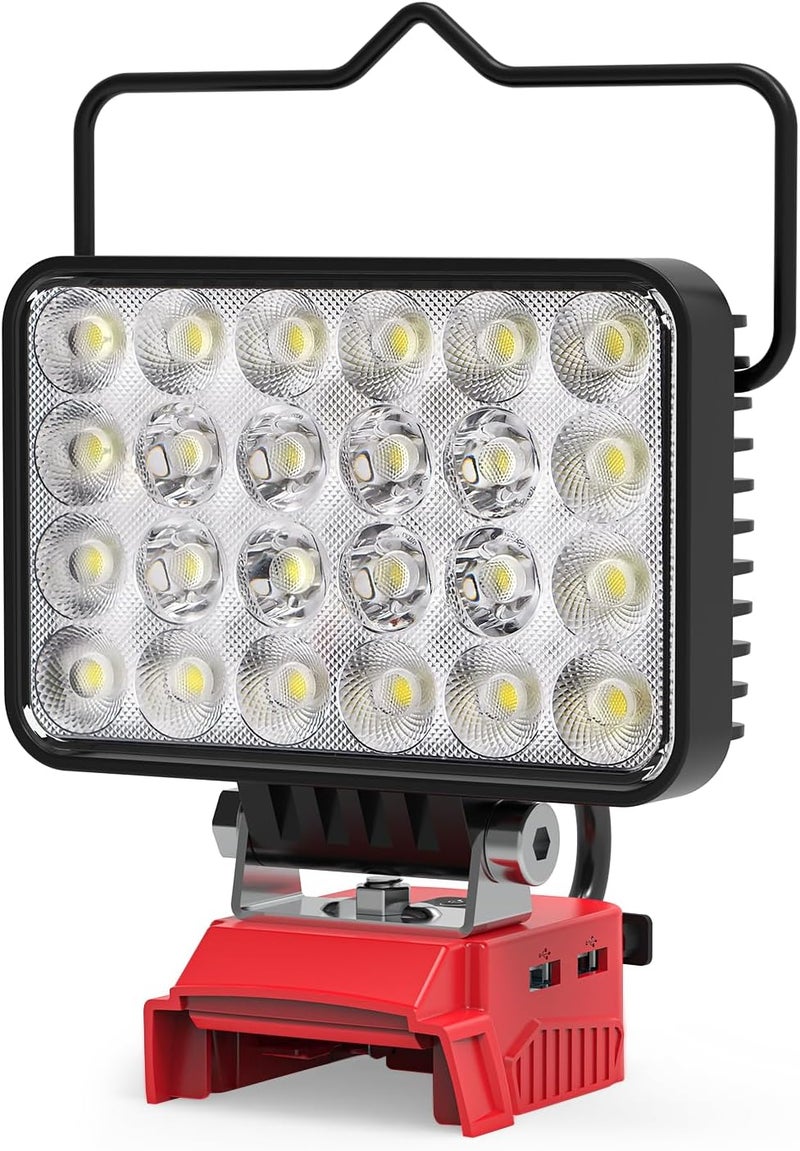 Azocek New Upgrade LED Work Light Compatible with Mil-wau-kee 18V Battery, 72W 7200LM Flashlight, 18V Battery Cordless Work Light with Low Voltage Protection & Dual USB & Type-C Charging Port (72W) - Image 1